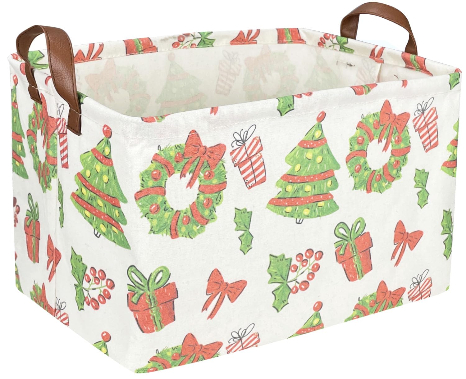Essme rectangular Christmas tree basket with handles side view for easy transport
