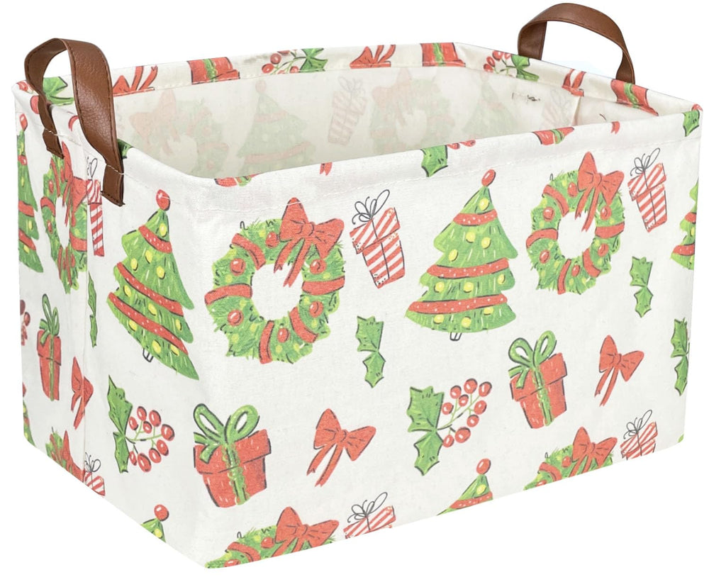 Essme rectangular Christmas tree basket with handles side view for easy transport