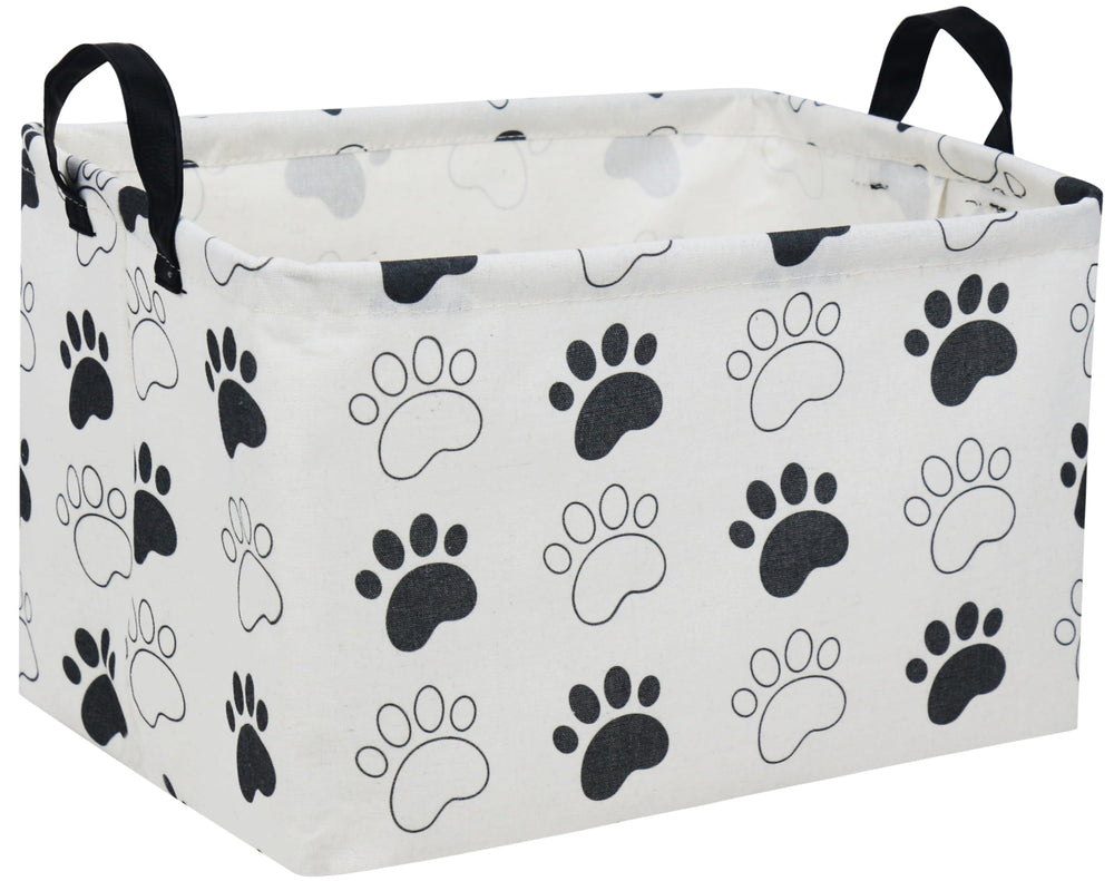 Essme rectangular dog basket front view showing sturdy handles and organization benefits.