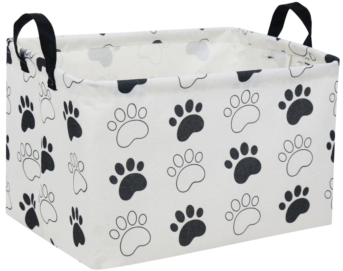 Essme rectangular dog basket front view showing sturdy handles and organization benefits.