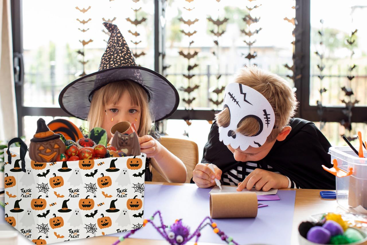 Essme rectangular Halloween basket used for toy storage and Halloween prep