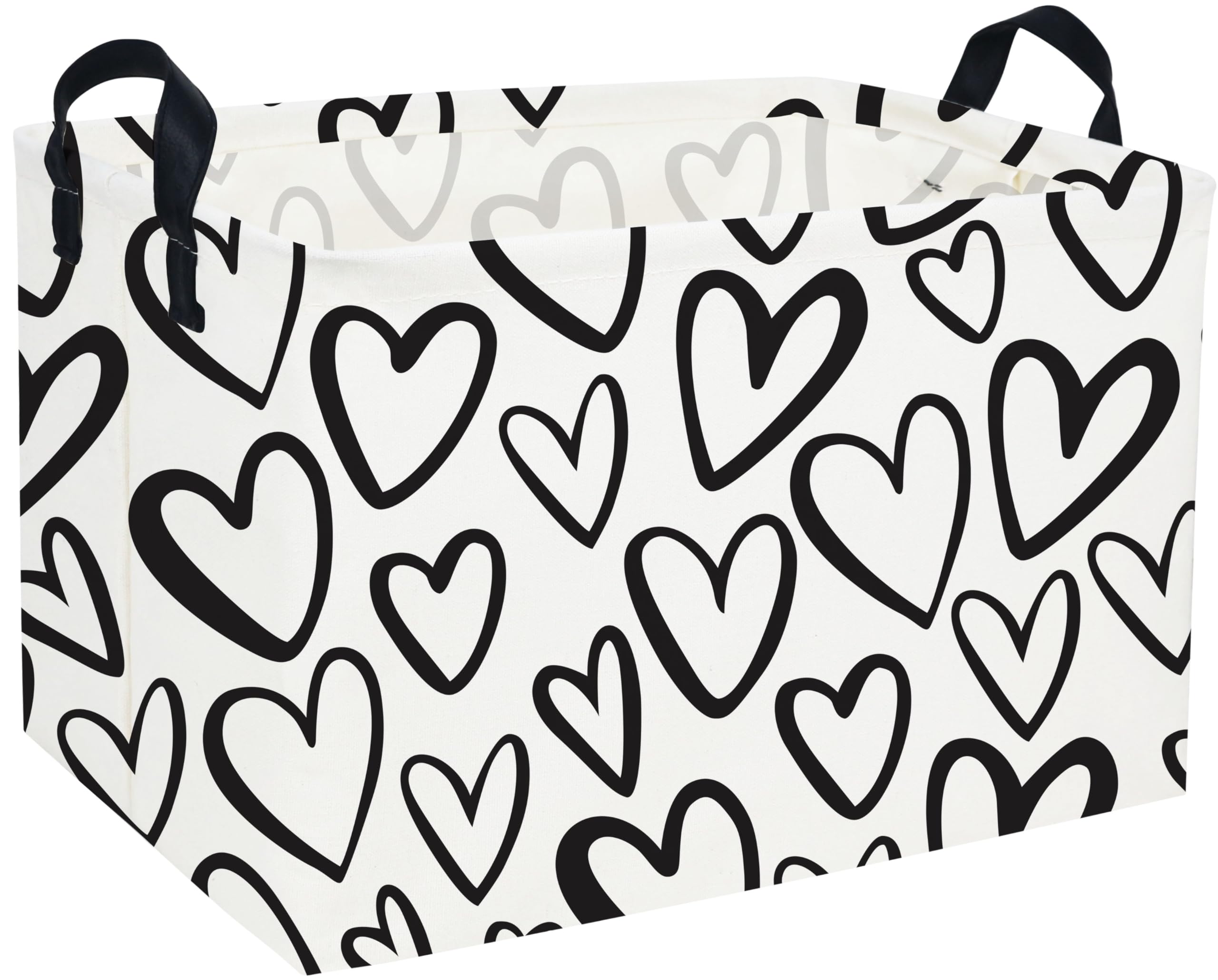 Essme rectangular heart basket front view shows sturdy handles for easy transport