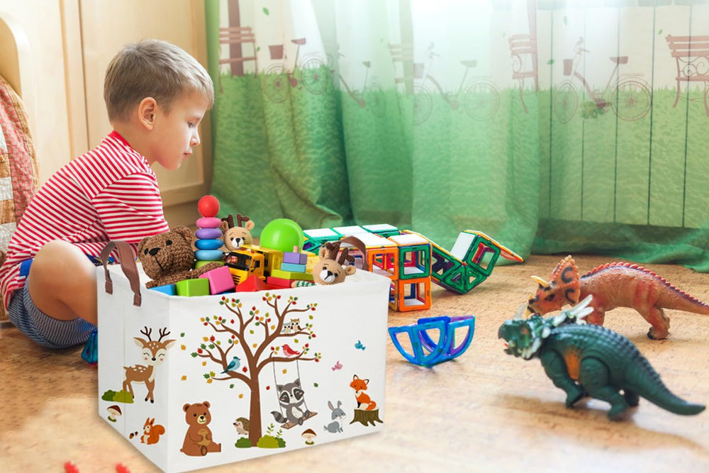 Essme rectangular kids basket in living room offers easy accessibility and tidy surfaces