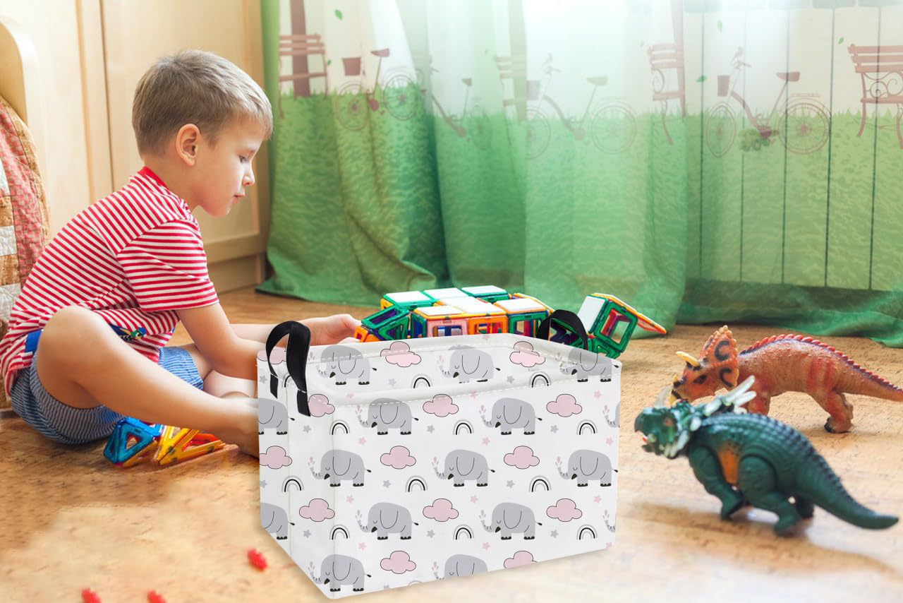 Essme rectangular kids basket material texture featuring linen cotton fabric and waterproof lining
