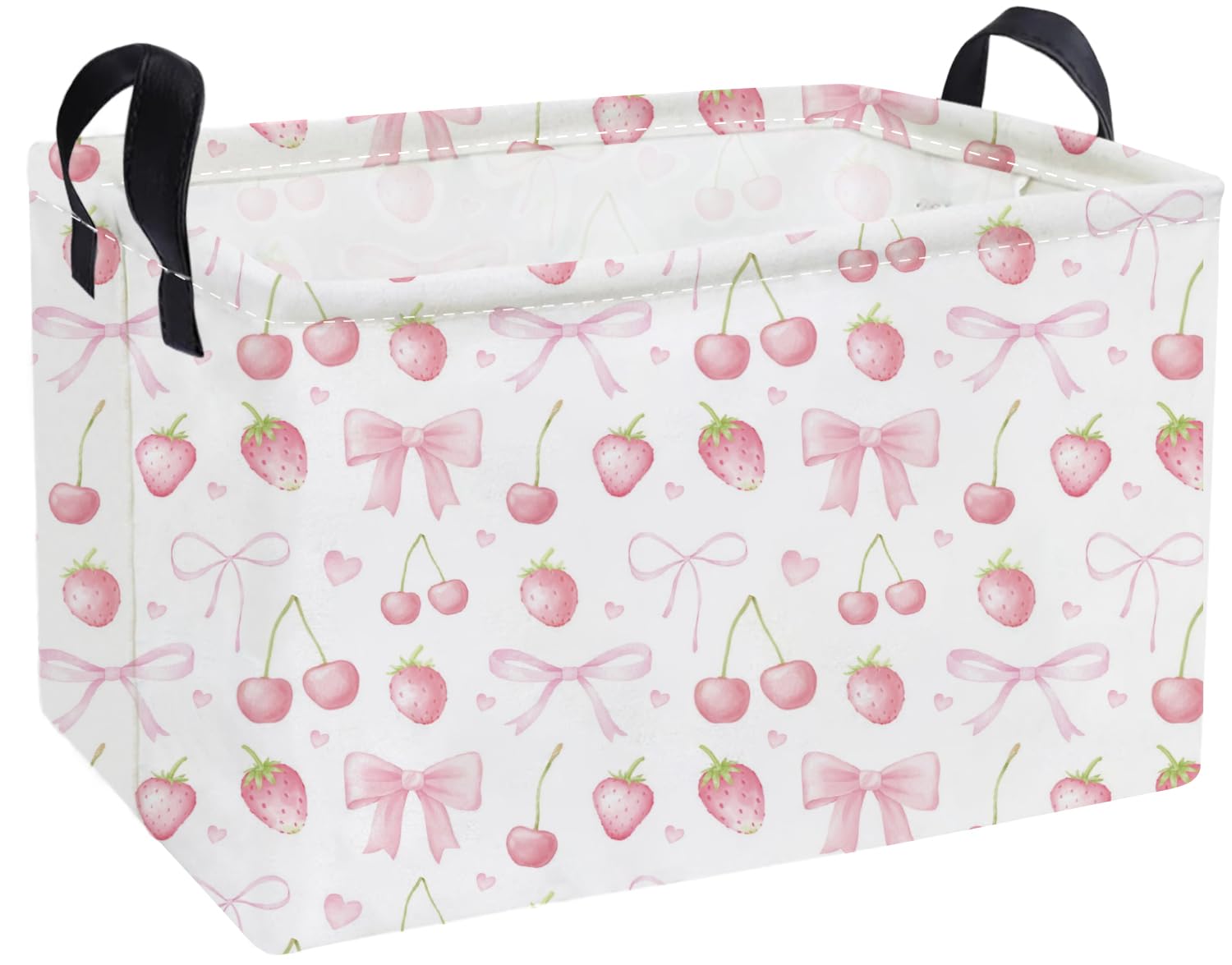 Essme rectangular kids basket pink handles for easy toy storage and transport.