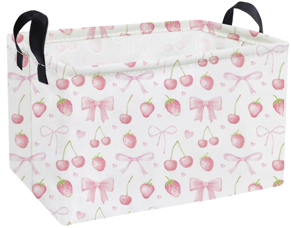Essme rectangular kids basket pink handles for easy toy storage and transport.