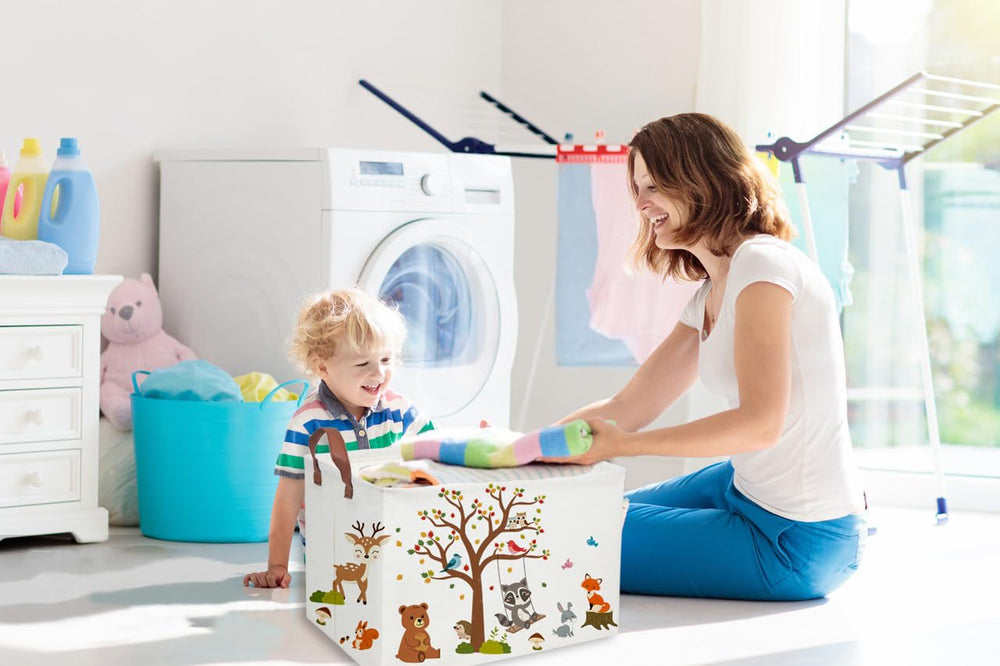 Essme rectangular kids basket filled with toys shows organized playroom storage
