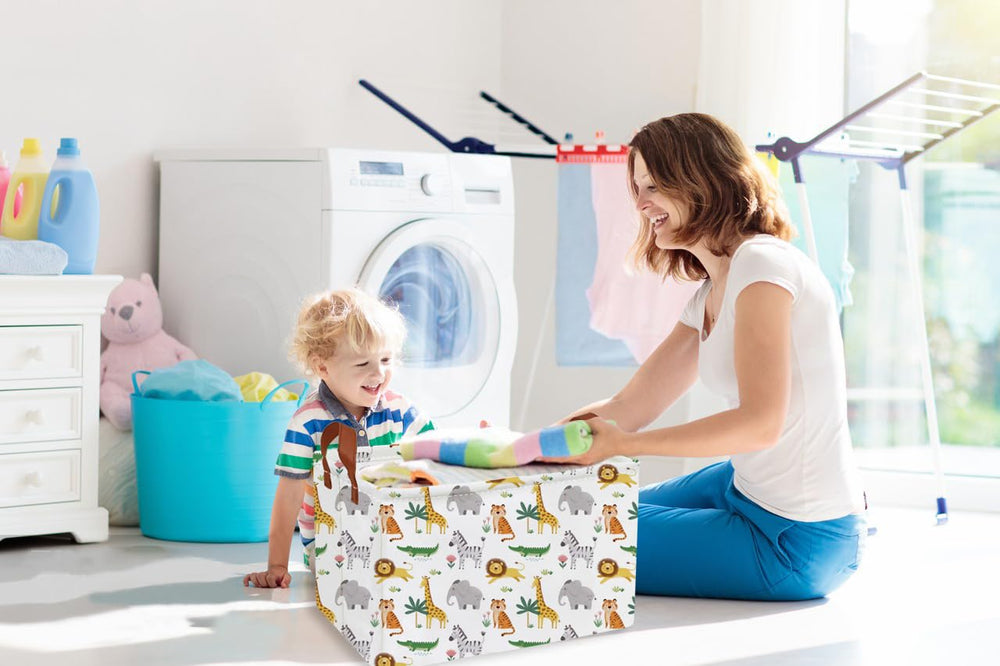 Essme dimensions show 14-9 by 10-2 by 9-8 inches for nursery storage