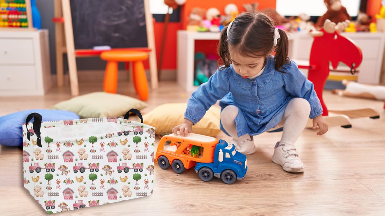 Essme kids-room storage pink basket helps keep toys, socks, and crafts neatly organized.