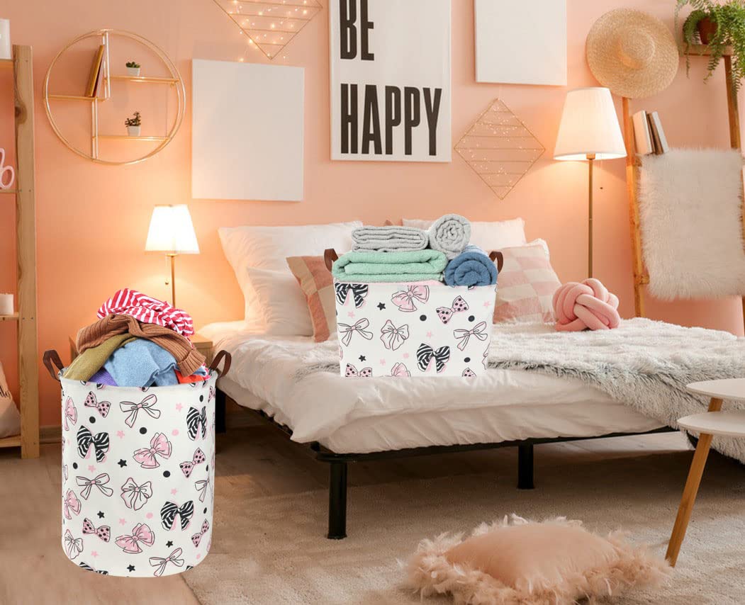 Essme rectangular pink girls basket side view shows soft fabric and stable structure for toy storage.