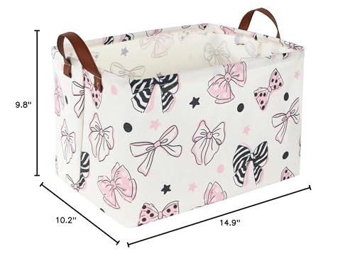 Essme pink storage bin fits bedrooms and bathrooms for sock or diaper storage.