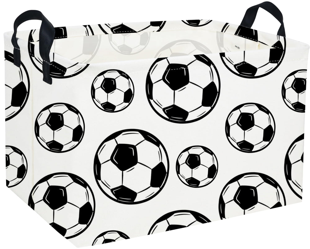 Essme rectangular soccer basket closeup shows durable linen-cotton fabric with waterproof inner lining.