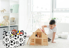 Essme rectangular soccer basket with thick cotton rope handles for easy moving.