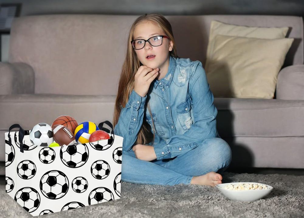 Essme storage basket neatly organizes toys and books for quick cleanup.