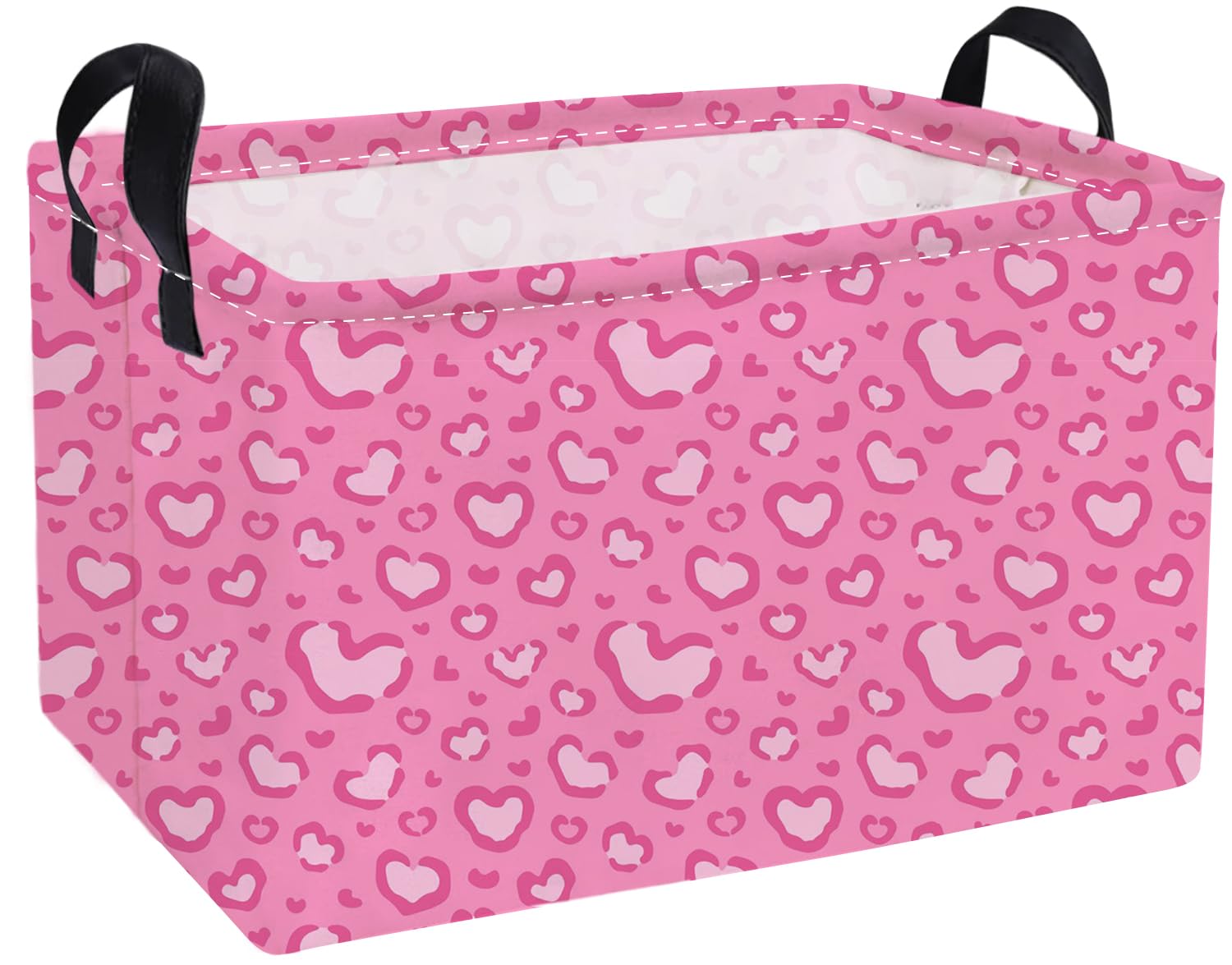 Essme rectangular valentines basket with pink heart design for stylish storage in kids' rooms.