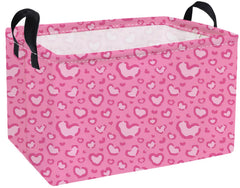 Essme rectangular valentines basket with pink heart design for stylish storage in kids' rooms.