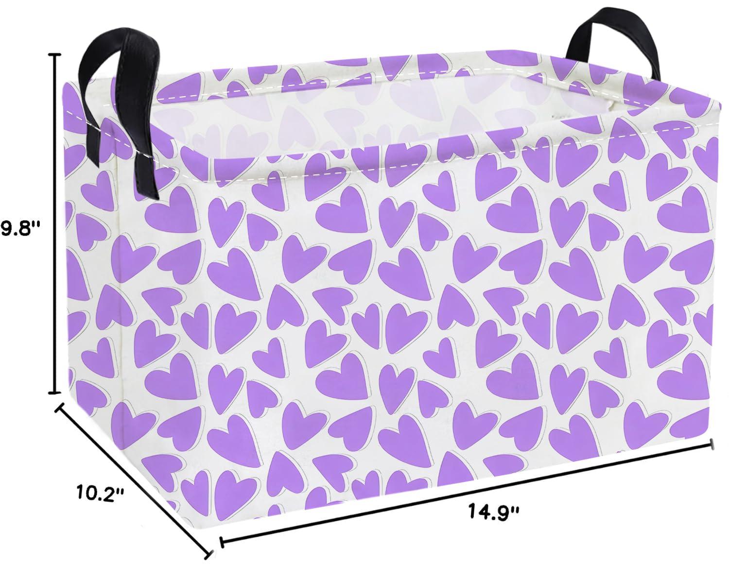 Essme purple heart basket, side view, sturdy handles for quick organizing.
