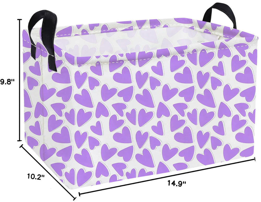 Essme purple heart basket, side view, sturdy handles for quick organizing.