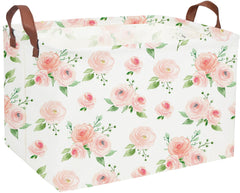 Essme rose basket pink front view with sturdy handles for easy transport