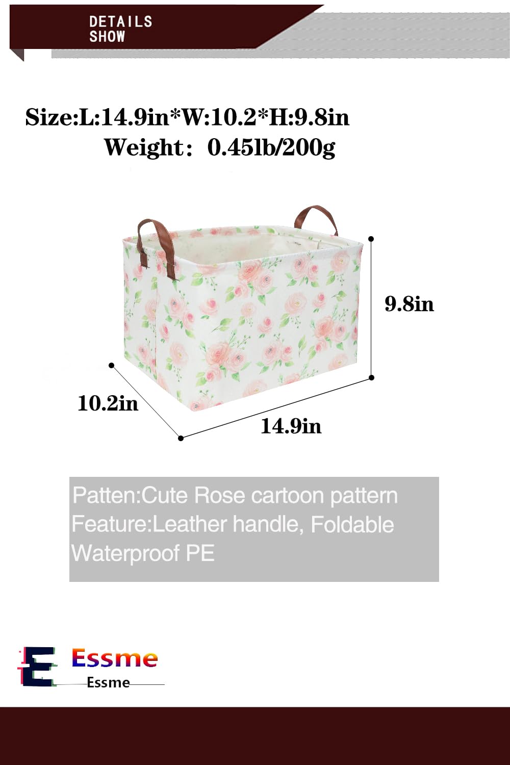 Essme rose basket pink with handles in use for toy organization