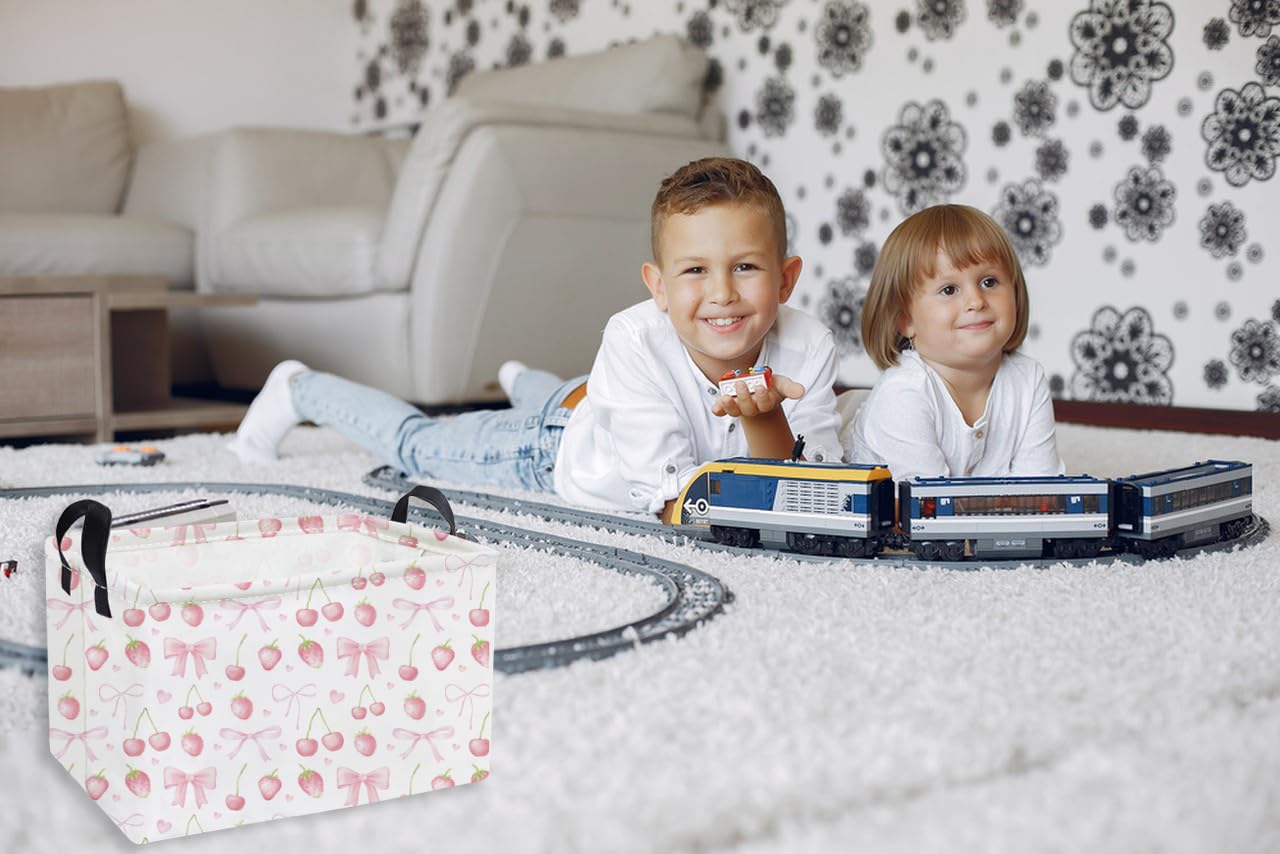 Essme toddler toy storage bin provides easy access during playtime.