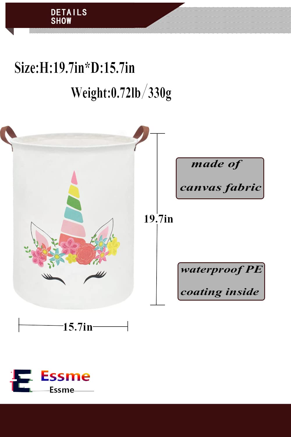 Essme Unicorn Hamper pattern adds playful unicorn decor to kids' rooms