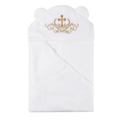 ESTAMICO baby plush hooded towel with cross embroidery keeps newborns warm after baths