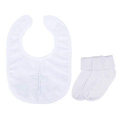 ESTAMICO christening bib cross detail for ceremony-ready look