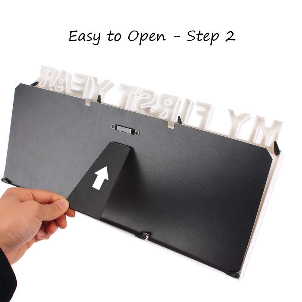 ESTAMICO My First Year Frame wall or table display offers flexible placement.