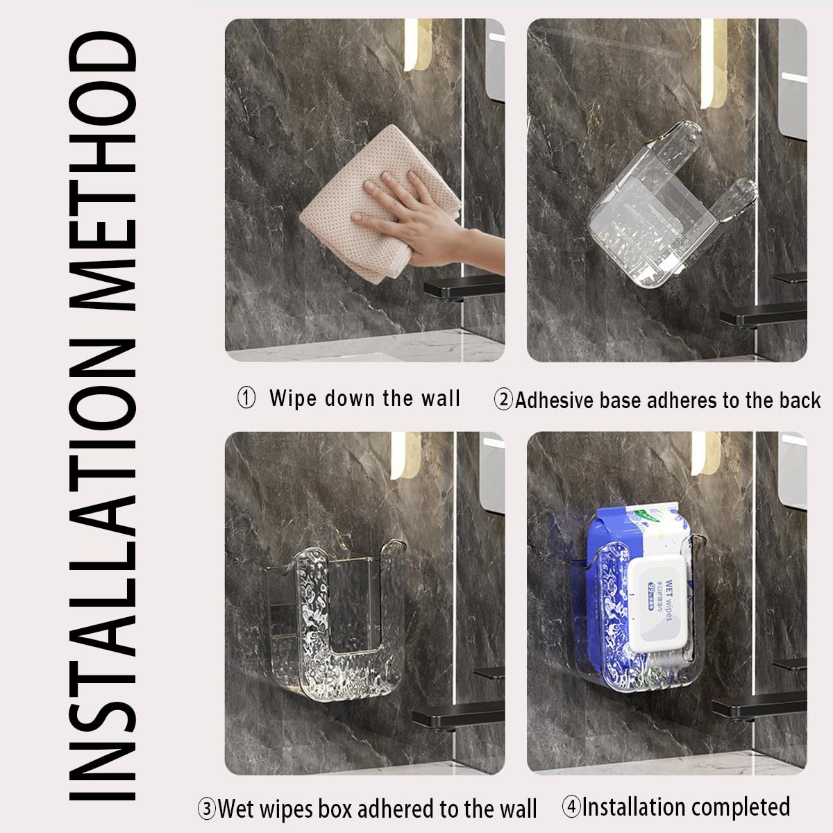 Estand Silermaer multi-functional wipes container holds flushable wipes, towels, or paper towels