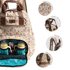 ESVAN Corduroy Fawn diaper bag side view with multiple pockets for organization