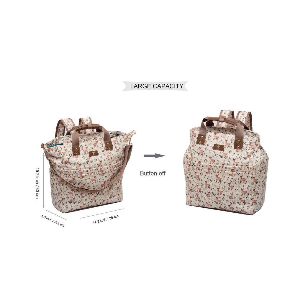 Close-up of water-resistant Corduroy Fawn canvas with gold zipper on ESVAN diaper bag