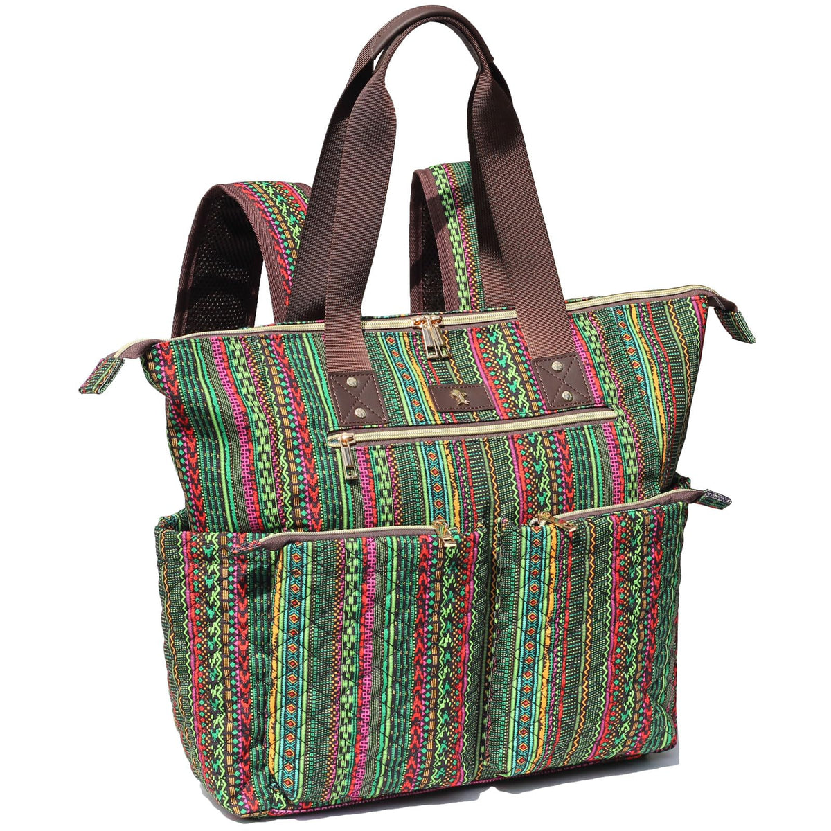 ESVAN diaper tote bag backpack front view showing 2-in-1 design for hands-free daily use