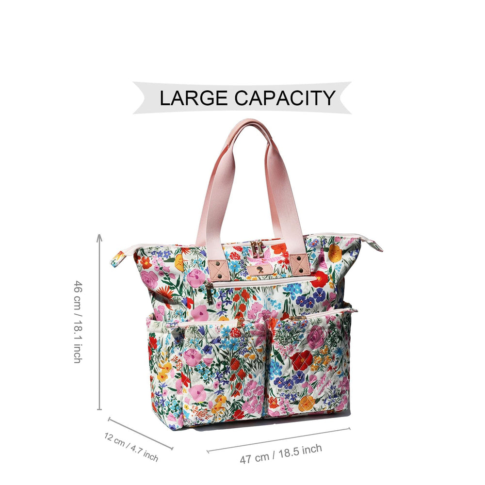 ESVAN diaper tote backpack side pockets for water bottles for easy hydration.