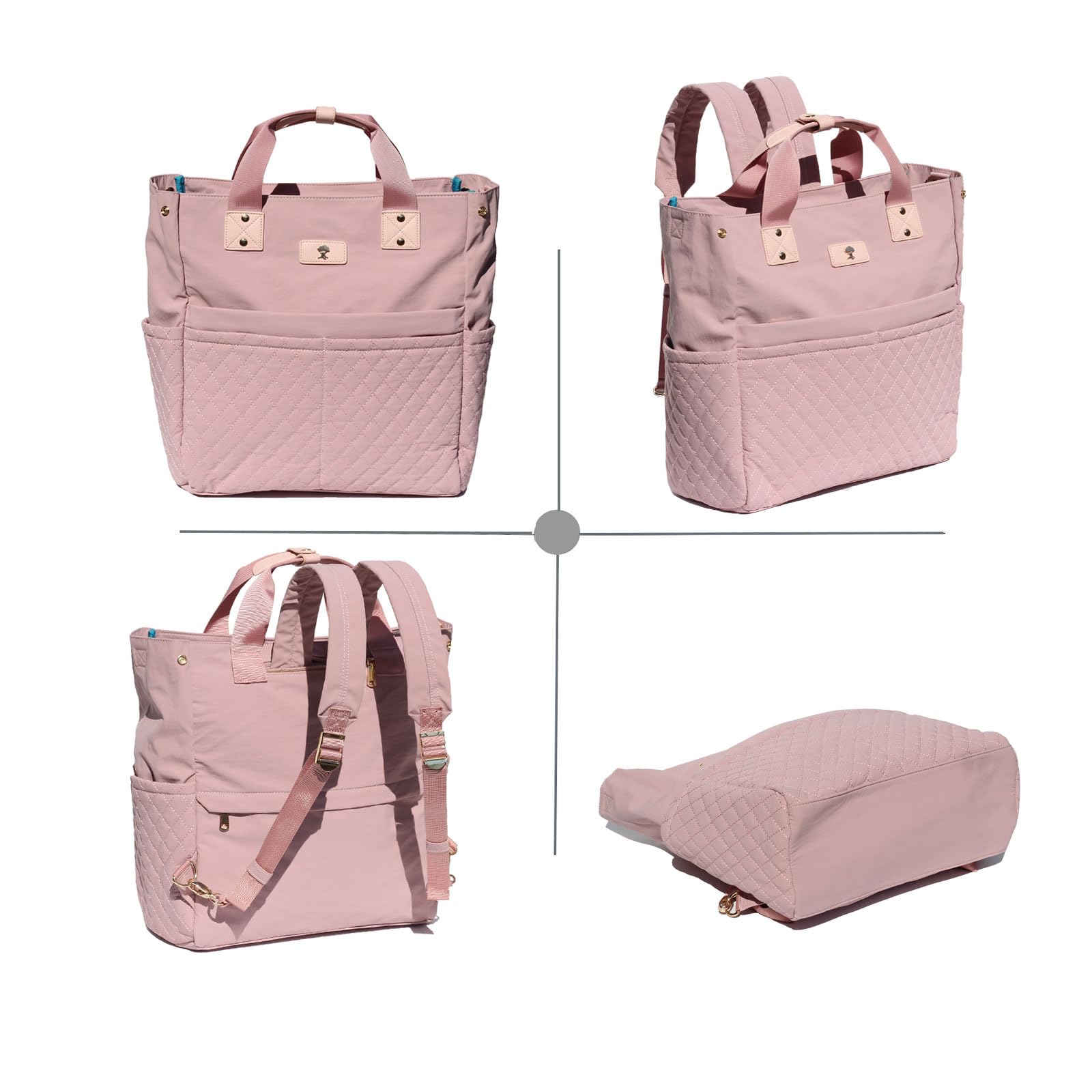 ESVAN close-up shows water-resistant canvas and gold zippers.