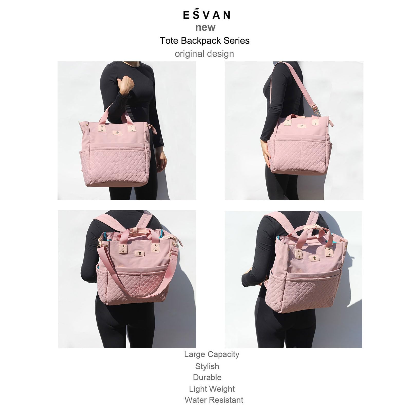 ESVAN laptop compartment fits a 13-inch device securely.