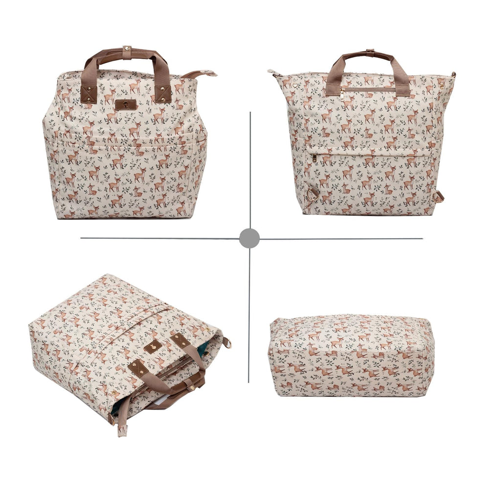 ESVAN durable leather accents and reinforced stitching on strap and handle