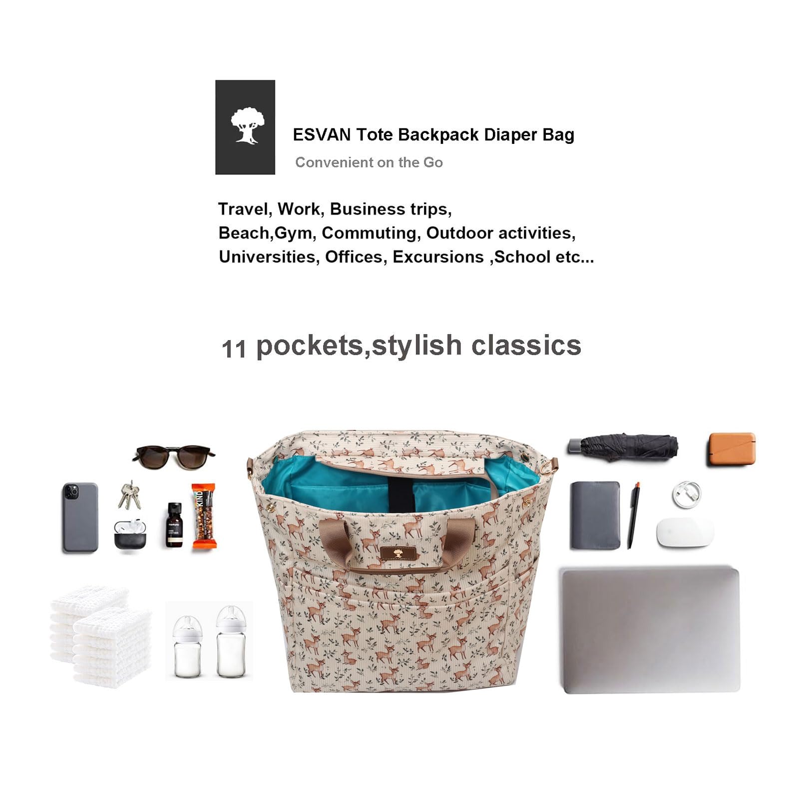 ESVAN laptop compartment showcasing 20L capacity and protective space