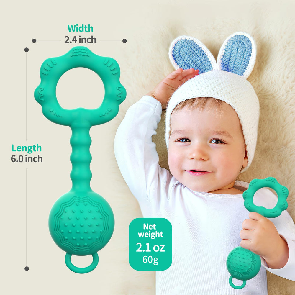 ETETOO rattle-teether cleans easily with boiling water for first use.