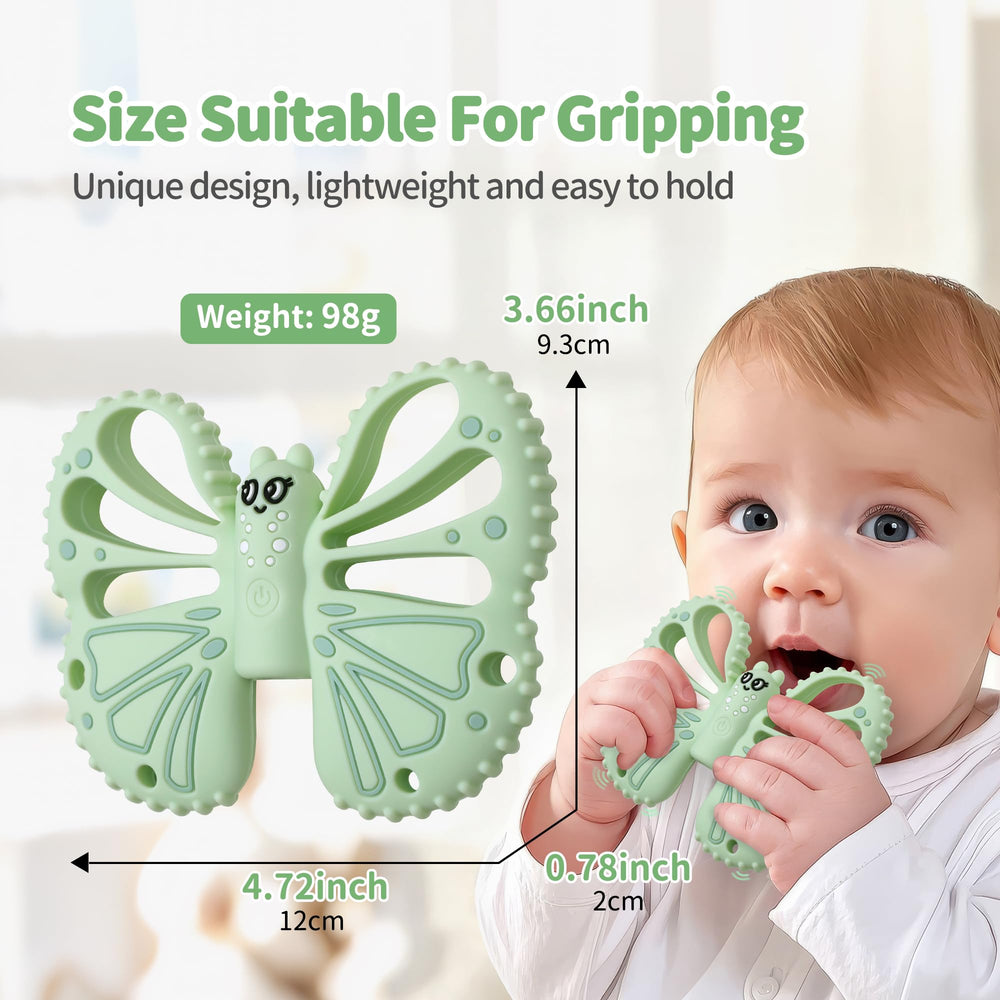 ETETOO vibrating teether being washed with mild soap illustrates simple cleaning routine.