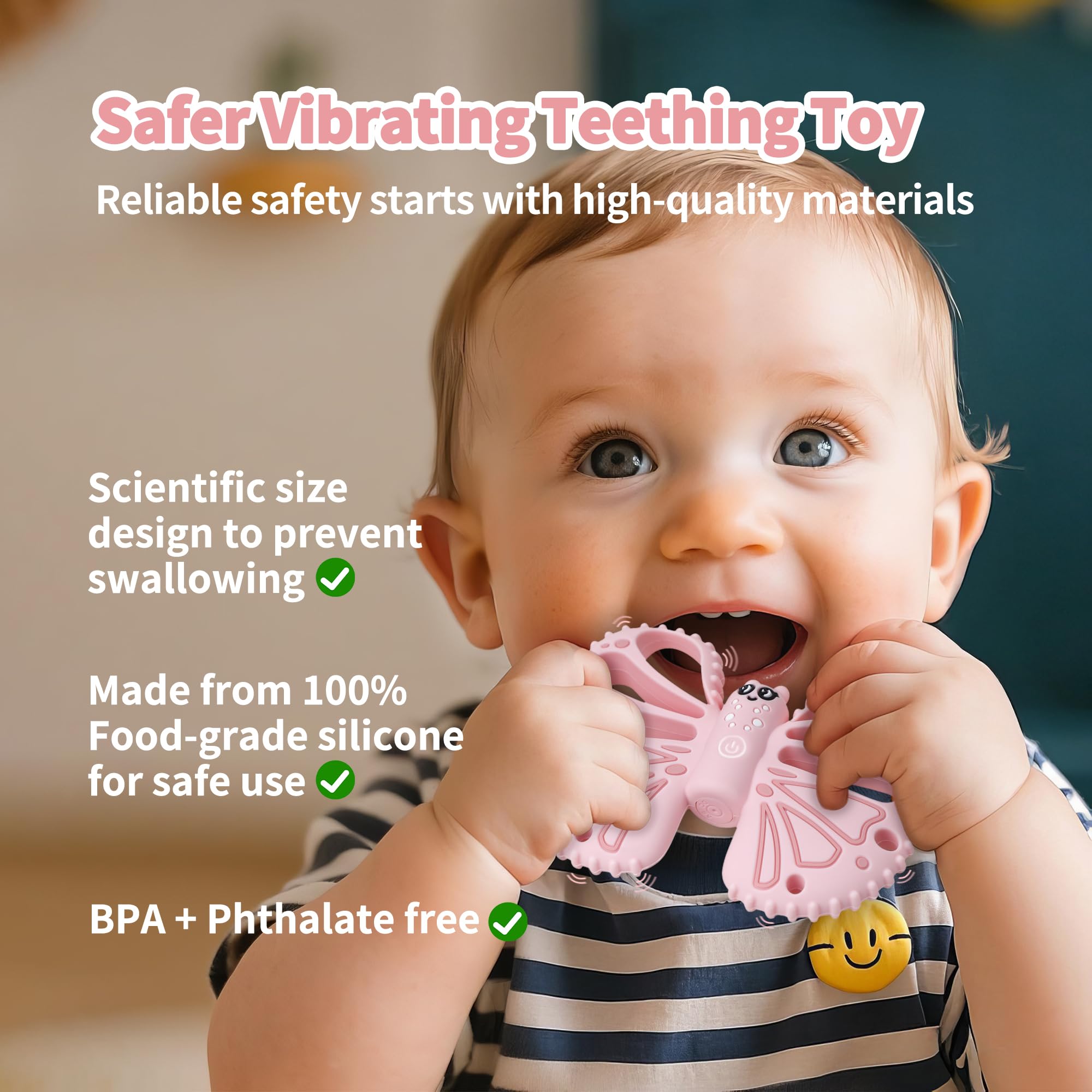 ETETOO Vibrating Teether safety-tested design provides parent confidence during teething sessions