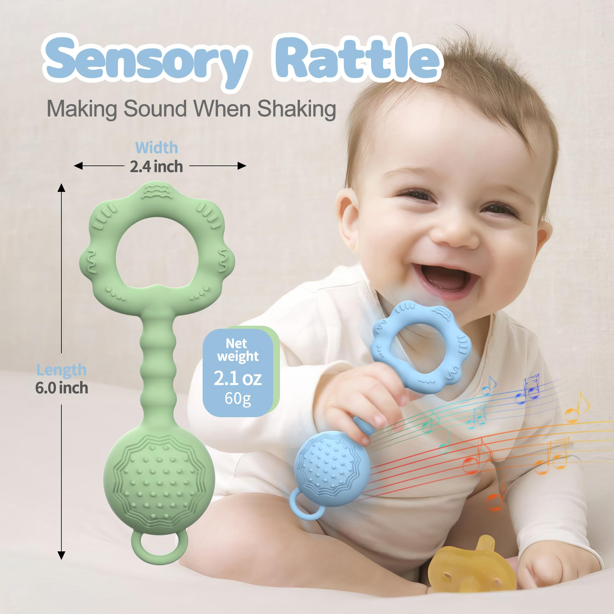 ETETOO teether textured surface blue highlights gum-friendly chewing