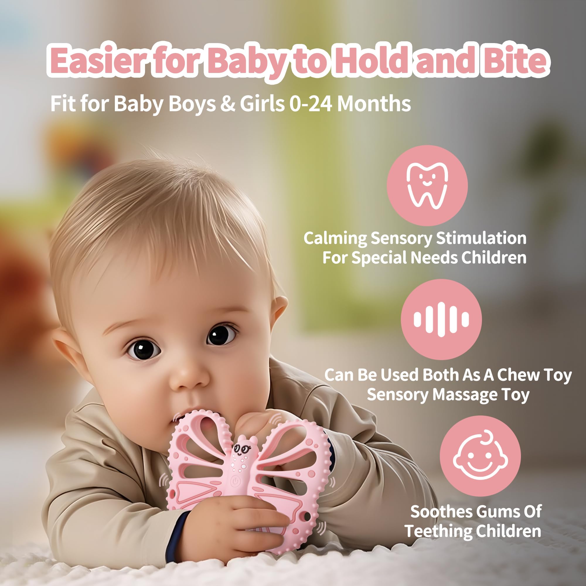 ETETOO Vibrating Teether washable silicone material ensures easy cleaning after messy playtime