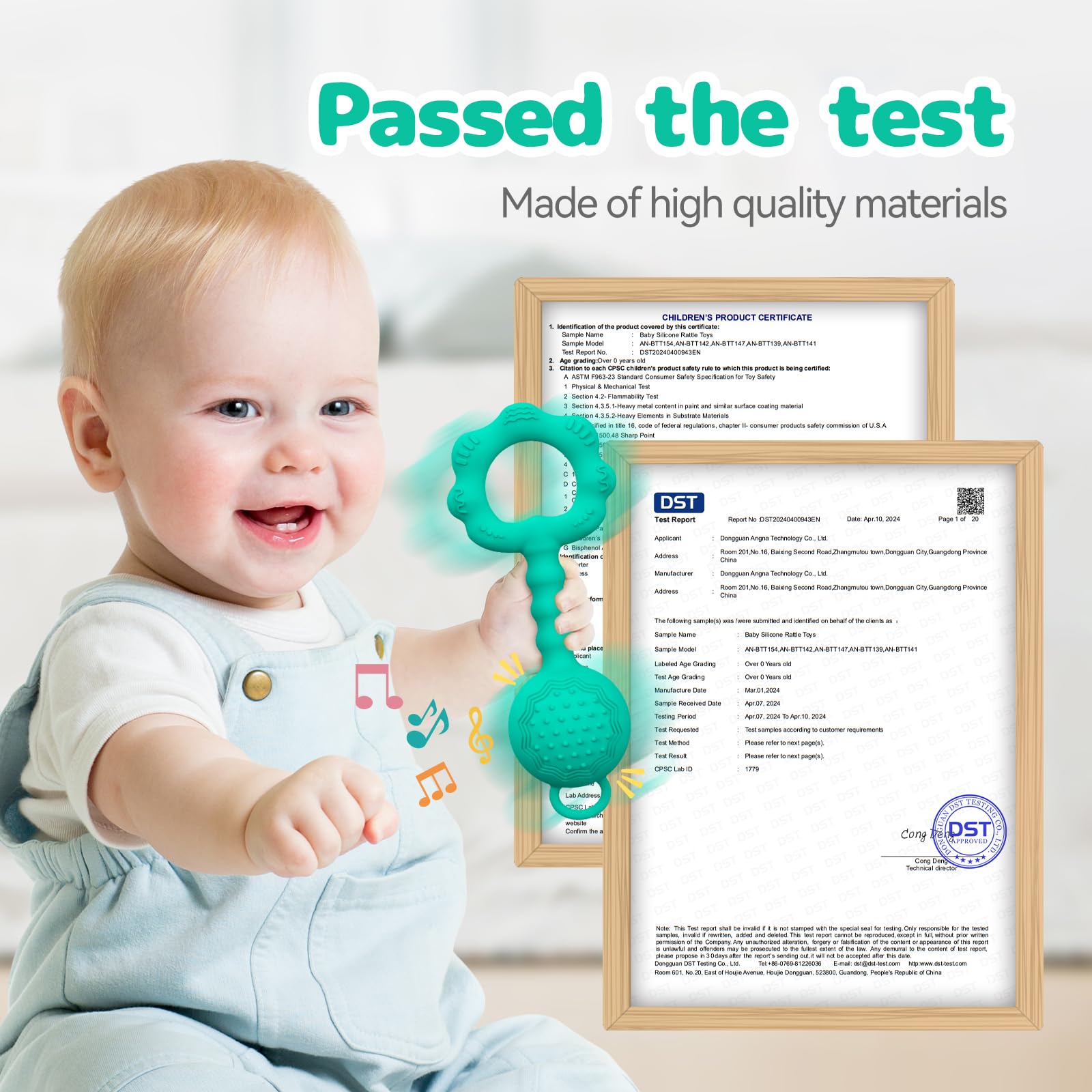 ETETOO 2-in-1 teether and rattle supports hand-eye coordination during play.