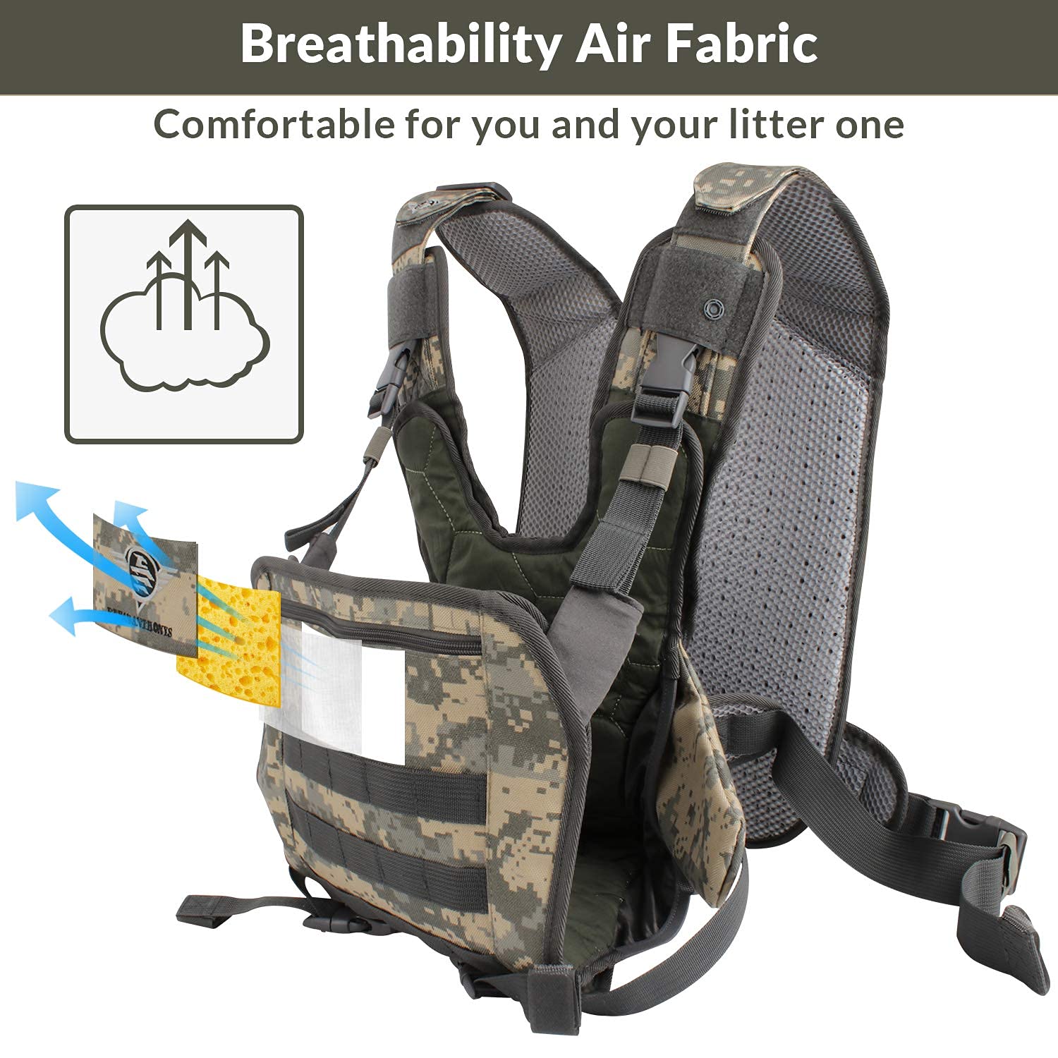 ETHAN ANTHONYS Military Inspire built-in windshield cap adds warmth and wind protection for babies.