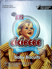 ETI Cicibebe baby biscuits box open shows four-pack convenience