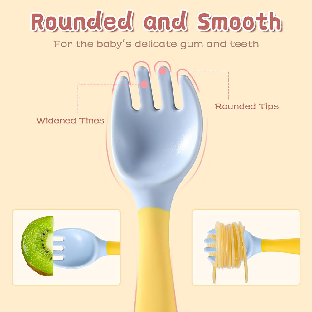ETSSWYTO utensils gum-friendly rounded tips for gentle use.