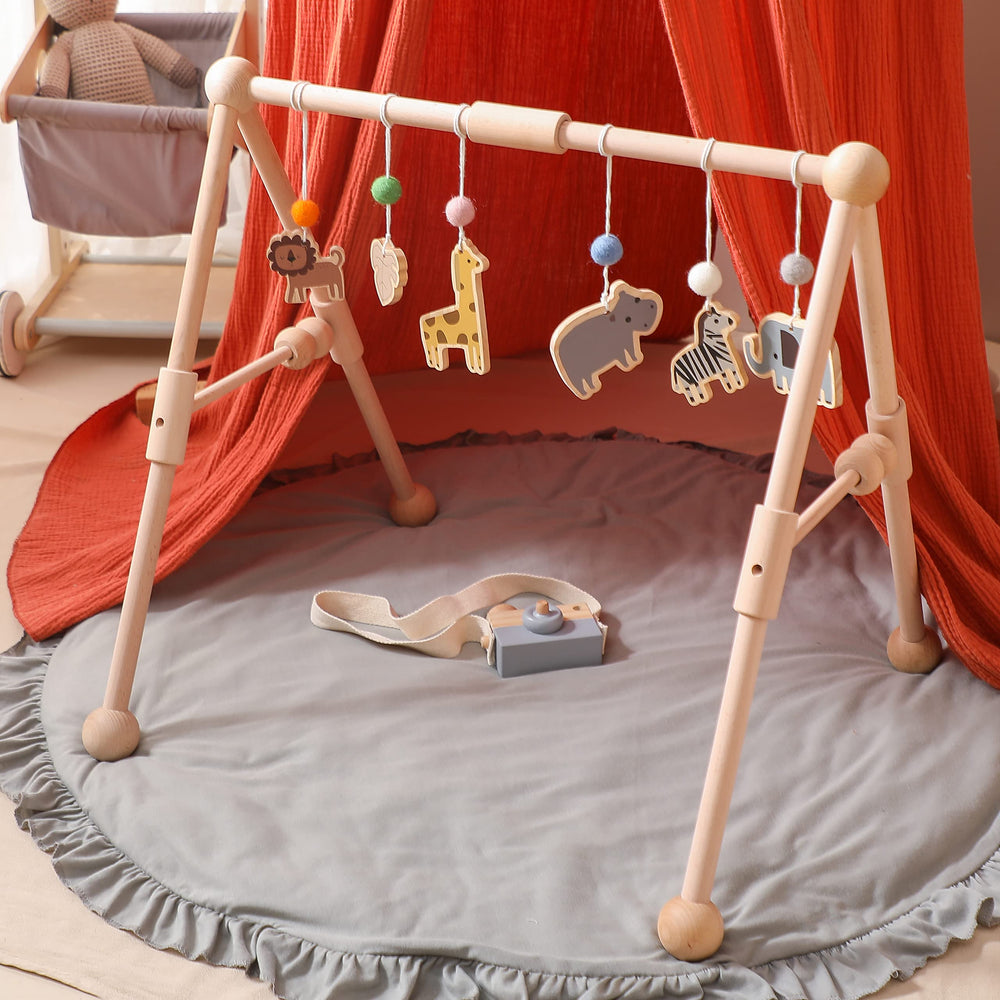 Etucdose wooden baby gym zebra toy aids reflexes and visual tracking during tummy time