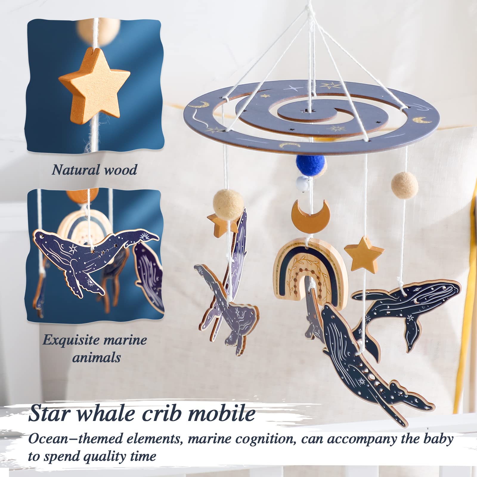 Etucdose ocean whale mobile blue balls adds tactile curiosity and soothing motion