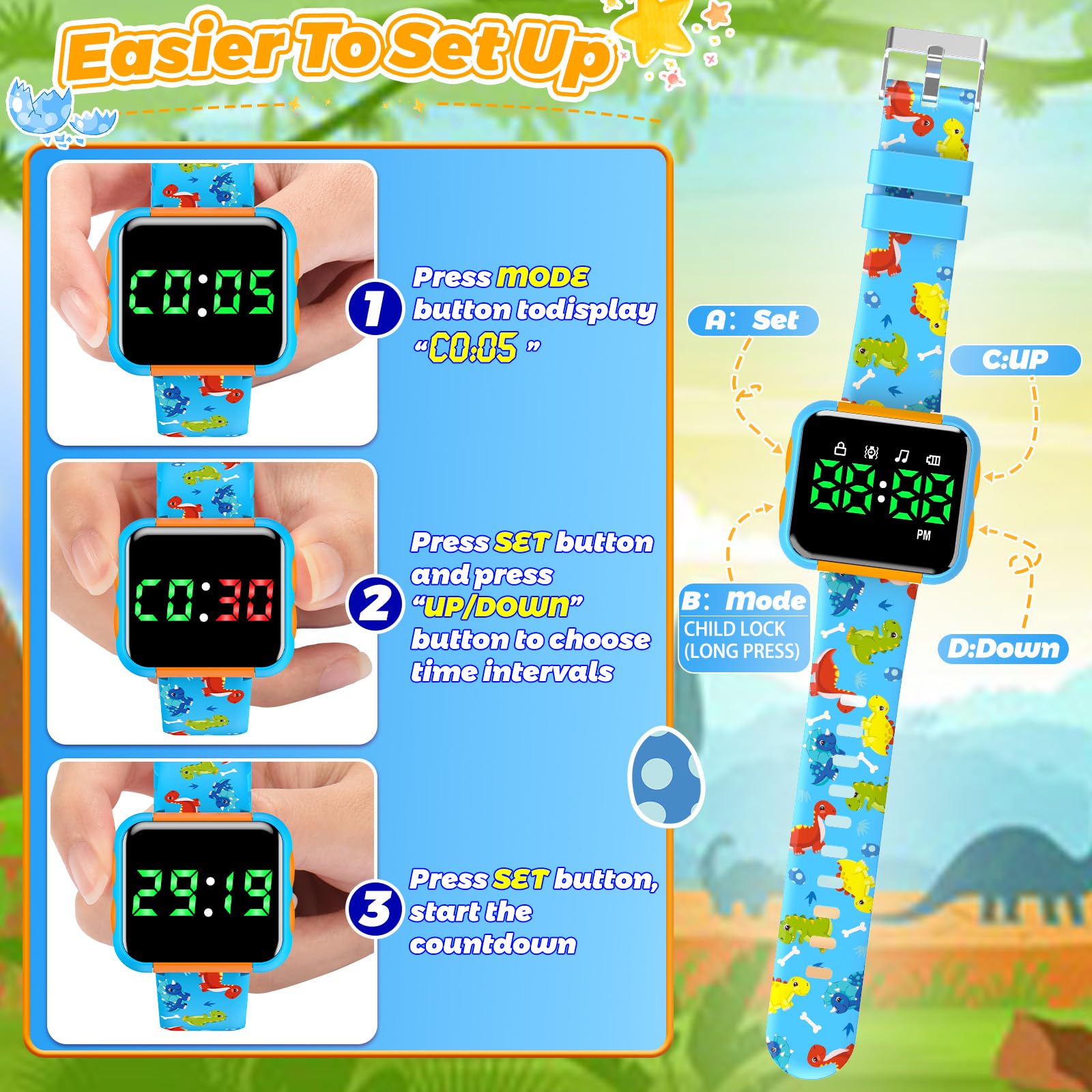 Etuwoe daily-use water resistant watch for active kids